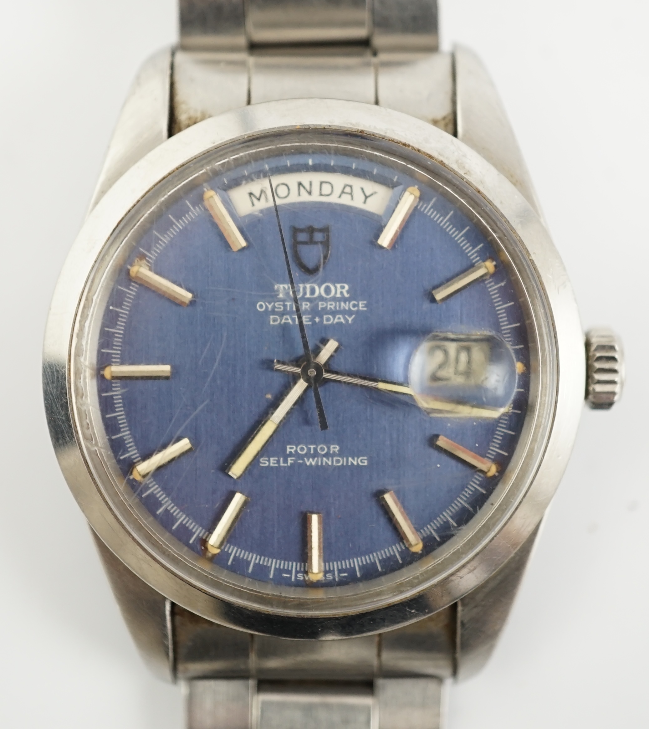 A gentleman's late 1960's stainless steel Tudor Oyster Prince Date-Day self winding wrist watch
